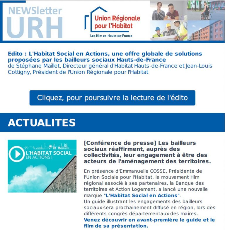 Newsletter Septembre 2021 Union Régionale pour l'Habitat